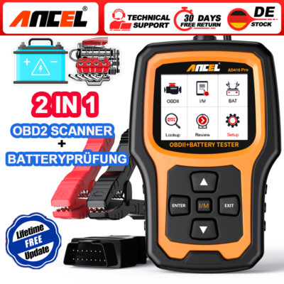 ANCEL AD410 PRO OBD2 Diagnosegerät Scanner 6V/12V Batterietests und Ladetests