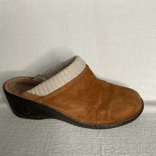 UGG Australia Gael Shearling Lined Mules Clogs Cognac Brown Suede Womens Sz 12