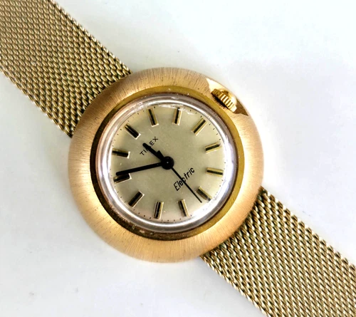 Vintage 1973 Timex Electric 831606972 Ladies Orb Gold Tone  Watch New Battery