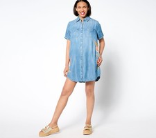 Driftwood Women's Dress Sz M Drifod Jeans Embroidered Short Sleeve Blue A650348