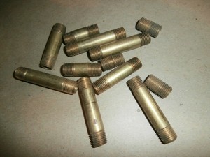 11 Brass 1/4" Pipe Nipple Assortment Lot - Sizes Close to 2 1/2"