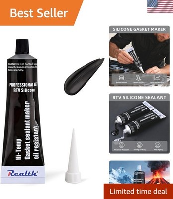 Black RTV Silicone Gasket Maker 3.53 Oz - Ideal for Automotive & Machine Repairs