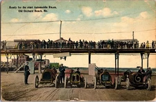 Vintage 1913 Old Orchard Beach Maine Auto Race Postcard Tichnor Bros