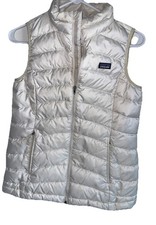 Patagonia Vest Girls Large 12 White Down Puffer Quilted Full Zip Insulated Warm