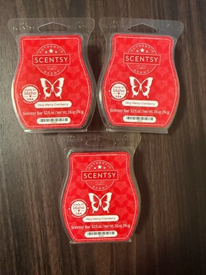Scentsy Very Merry Cranberry Lot Of 3 Wax Bars New