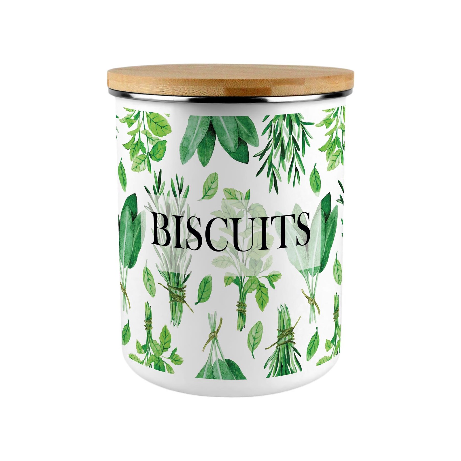 Extra Large Enamel Biscuit Canister - Kitchen Herbs Food Storage Jar Gift