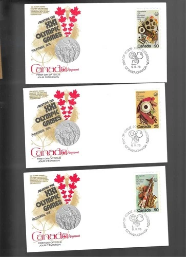 3 1976 Canada Olympics FDC's; Scott 684-86; Kingswood/Fleetwood cachets