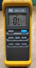 RS PRO 206-3738 Handheld Digital Thermometer - Dual Input K-Type - T1-T2