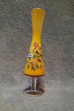 Hand Blown Yellow Floral Glass Vase 12"