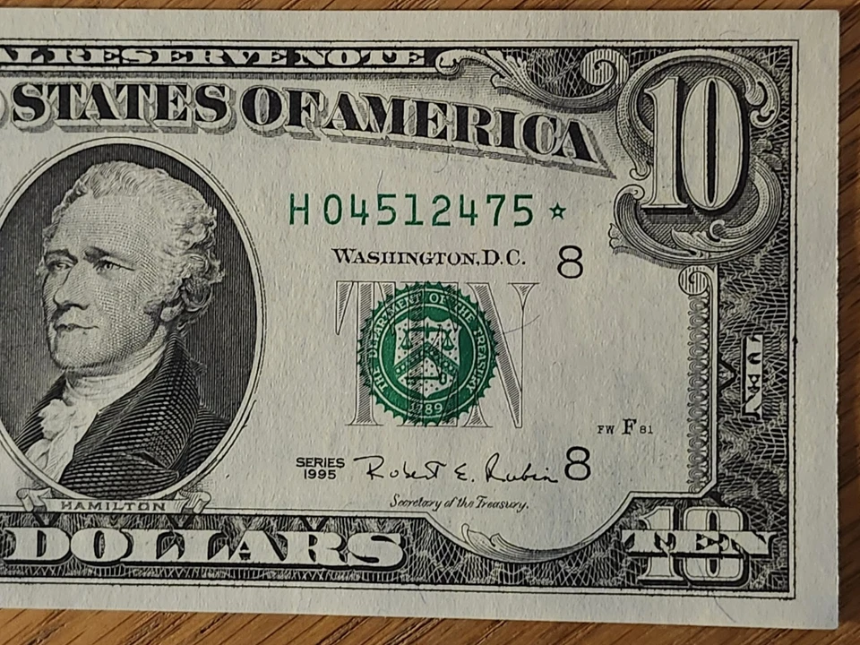 1995 $10 "STAR NOTE" GEM/UNC ST LOUIS #H04512475* 1 OF 3 CONS SERIAL NUMBERS - Image 4 of 4