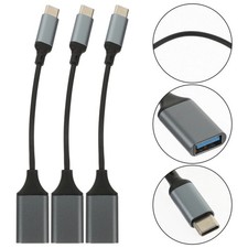 3Pcs USB 3.0 to USB C Adapter Reversible Durable Cable for Data Transfer Black