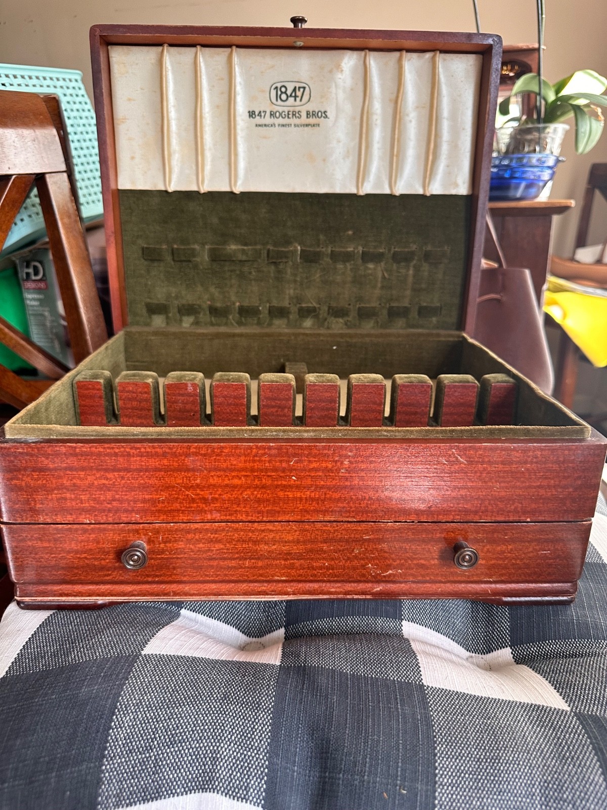 1847 Rogers Bros Silverware Flatware Empty Storage Box Chest With Drawer