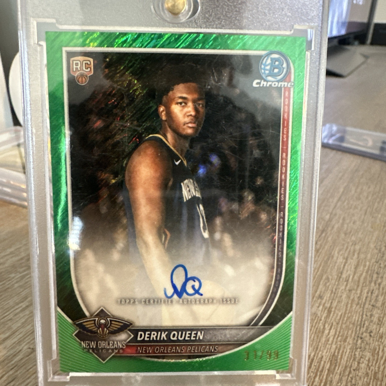 Derik Queen 2025 - 26 Bowman Chrome RC Auto Green Shimmer /99
