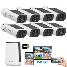 Wireless Outdoor Solar Security Camera System 4MP 8 Cam-Kits Color Night Vision