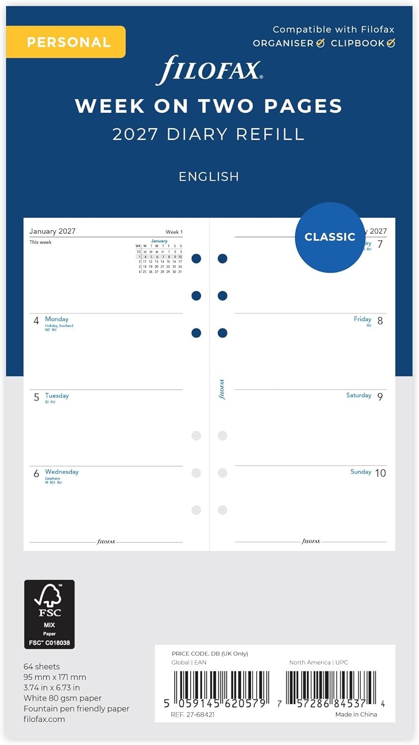 Filofax 2027 Personal Diary - Week On Two Pages + 150 Index Page Markers - Image 4