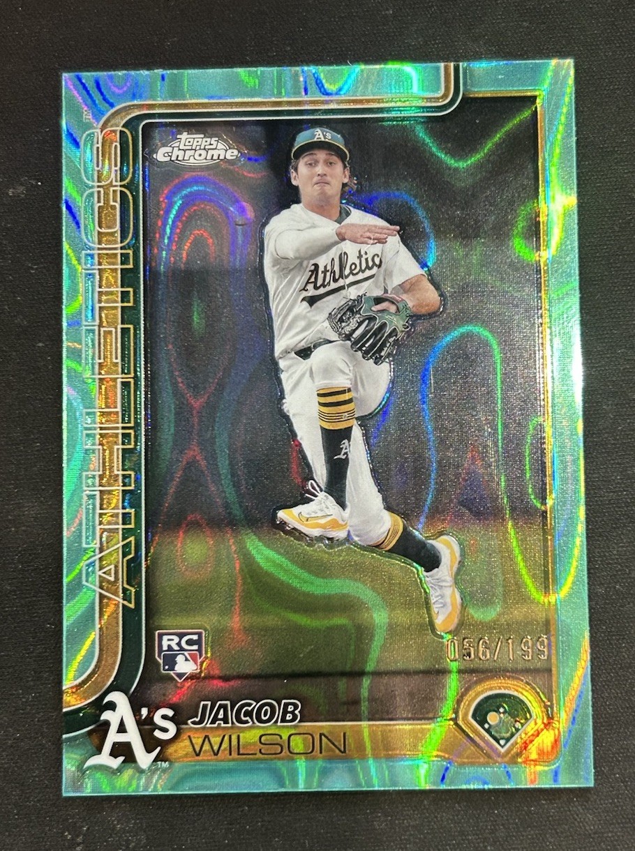 Jacob Wilson 2025 Topps Chrome RC Aqua Raywave Refractor /199 #96 🔥 A’s