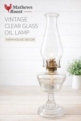 Vintage Clear Glass Kerosene Oil Lamp Chimney Farmhouse Decor