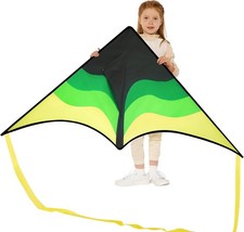 Large Delta Kite Gradient Green Easy Fly Beach Airplane Windproof Toy Adult