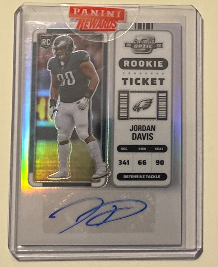 2022 JORDAN DAVIS Panini Contenders Optic Ticket #175 Rookie Auto RC NEW Eagles