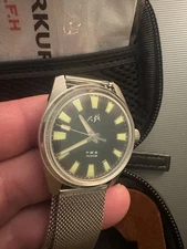 Merkur Cross Line Sector Dial 38mm Green Mechanical Manual Winding