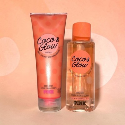 Victoria s Secret PINK COCO & GLOW Fragrance Mist Spray & Lotion Set- NEW / HTF