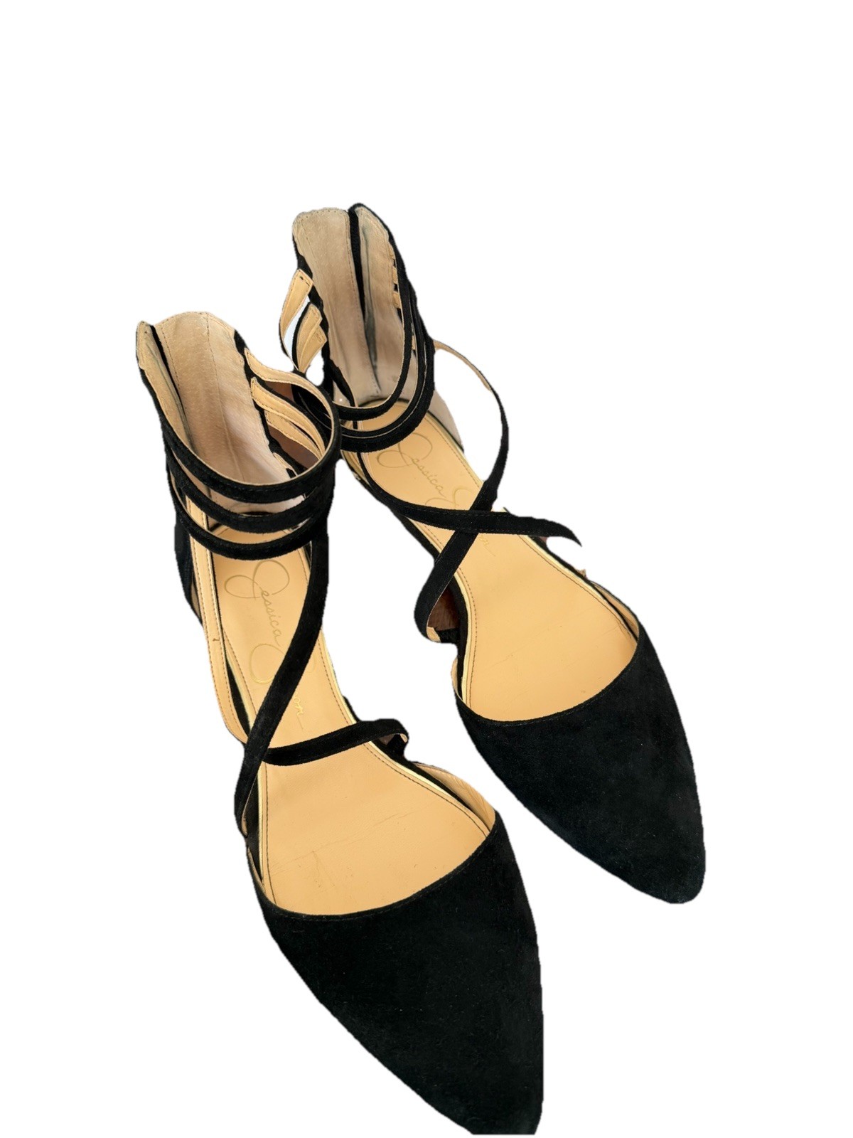 Jessica Simpson Zenka Women's Shoes Size 8M Black Suede Flats Pointed Toe