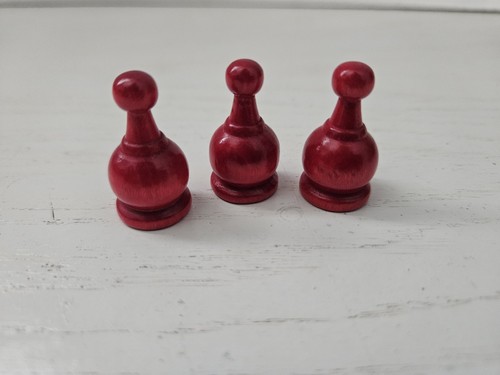 Vintage 1964 Parcheesi Gold Seal Edition Replacement Parts RED Wood Pieces 3 - Picture 1 of 3