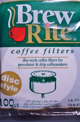 Brew Rite Coffee Filter, 3'' and 3 1/2'' Disc, White 3 