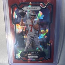 2024 Panini Prizm Draft Picks C.J. Stroud Red Cracked Ice Football #63