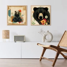 Set 4 Realistic Digital Wall Art Print Bear Home Decor Printable Instant #99