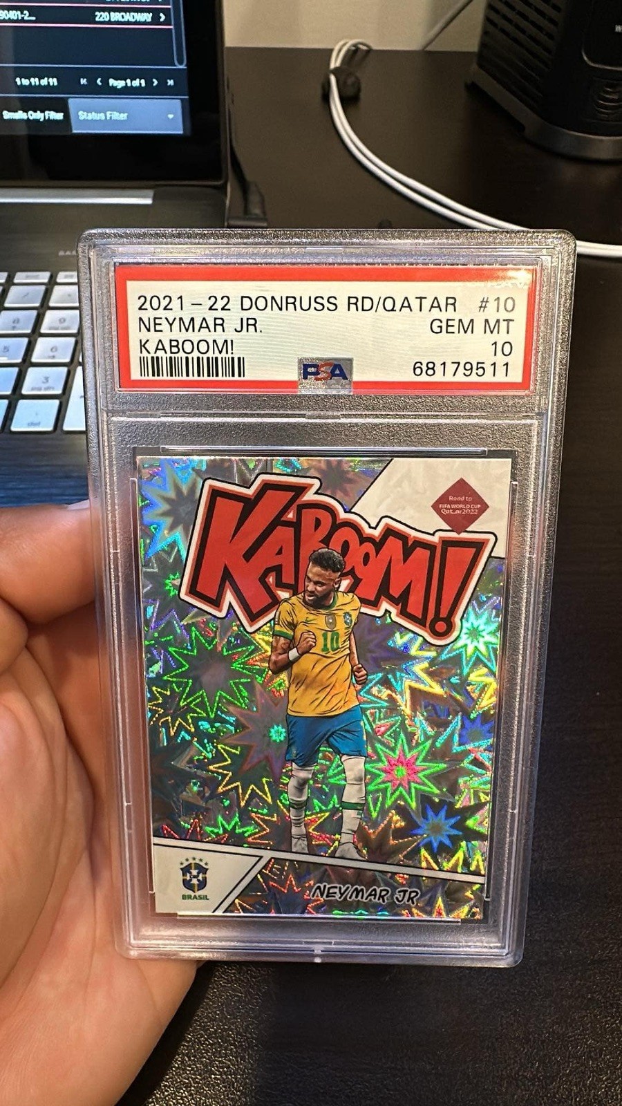 2021-22 Panini Donruss Road to Qatar Neymar Jr Kaboom! PSA 10
