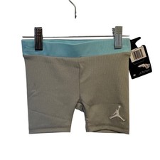 NWT Jordan Girls Ribbed Bike Shorts Light Gray Heather Blue Size 3-4yrs