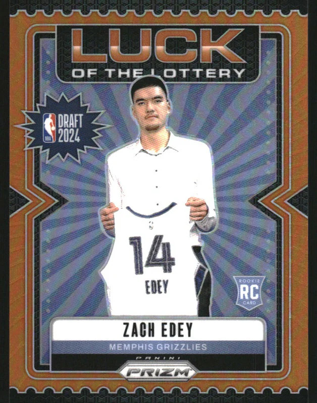2024-25 Panini Prizm Luck of the Lottery Prizms Orange #3 Zach Edey RC /49