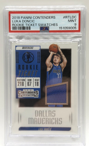 Panini Contenders Luka Doncic Rookie Ticket Swatches RT-LDC PSA 9 Mavericks