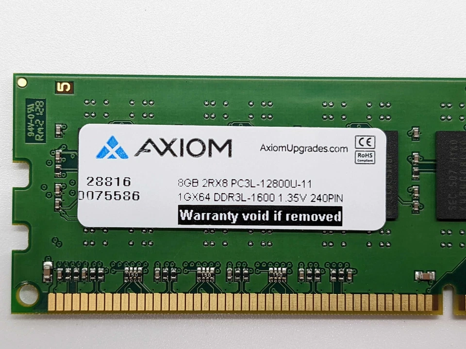 Axiom 8GB DDR3-1600 Low Voltage UDIMM - AX31600N11Z/8L Axiom 8GB DDR3-1600 Low - Image 4 of 4