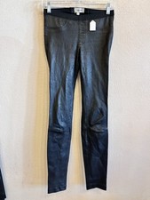 Helmut Lang Pull On Black Leather Skinny Pants Size XS