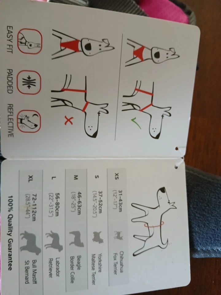 HARNESS PINK & GRAY NEW RED DINGO PADDED REFLECTIVE HARNESS  XL  - Image 3 of 3