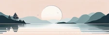 Minimalist Landscape Lakeside Reflection Canvas Wall Art Picture