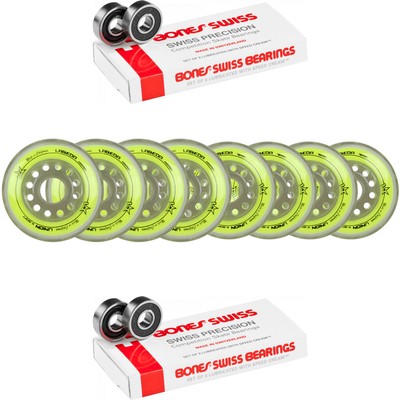 Labeda Wheels 80mm /76mm HILO Set UNION YELLOW Inline Indoor Roller Hockey Bone