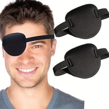 1pairs Unisex 3D Adjustable Eye Patch For Left Or Right Eye, Pirate Costume Acce