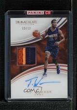 2015-16 Panini Immaculate Jersey Number 12/12 TJ Warren #PA-TWA Patch Auto fb8