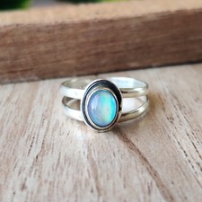 Natural Aurora Opal Ring 925 Sterling Silver Beautiful Girls Gift Ring PG8143