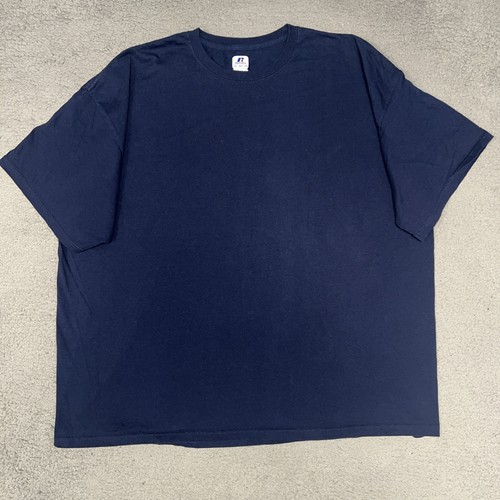 VTG Russell Athletic T Shirt Men's Sz 3XL XXXL Blue Blank Plain Crew Neck Tee