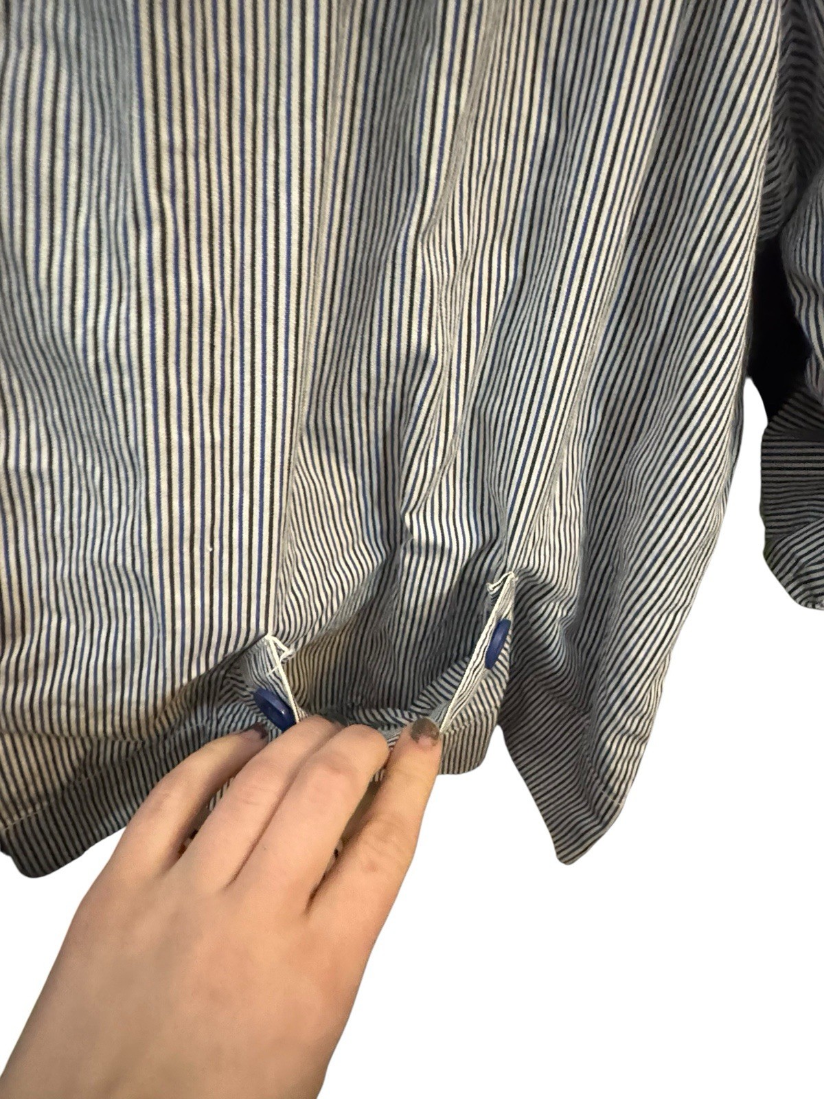 Sandro Striped Button Down Shirt Jacket Blue Whit… - image 2