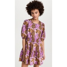 Farm Rio XS Purple Tiger leaves Fit & Flare Mini Dress