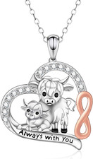 Collar de plata esterlina 925 Highland vaca madre hija regalos para mujer mamá