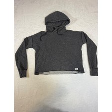 Abercrombie  Fitch Womens Small Gray Cropped Hoodie Raw Hem Fleece Sweatshirt