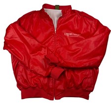 Vtg 80s Avanti Bomber Jacket Mens XL Red Made in USA Satin Windbreaker Roofing