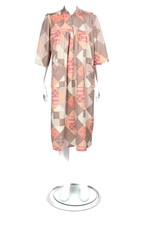 Vtg 1970s Patchwork Print Front Zip Housecoat Robe Dress Front Pockets sz M /270