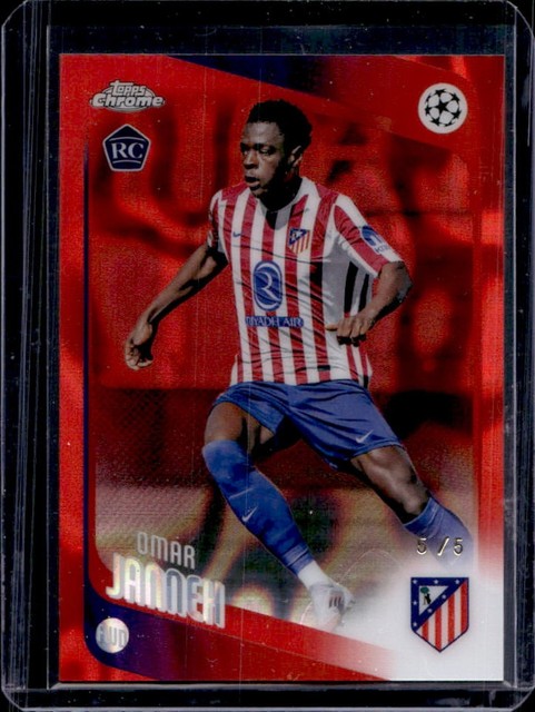 2025-26 Topps Chrome UEFA Omar Janneh RC Red Lava Refractor Rookie #/5 Atletico